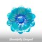G128 Hanging Glass Bird Bath Outdoor Bird Feeder 10-inch for Garden Decoration Blue Flower Design